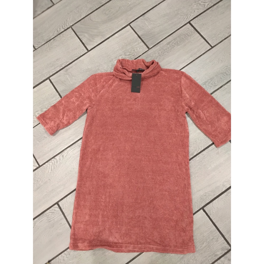 Wildcat Girls Pink Chenille Turtleneck Dress 3/4 Sleeve Size M 18DI6255